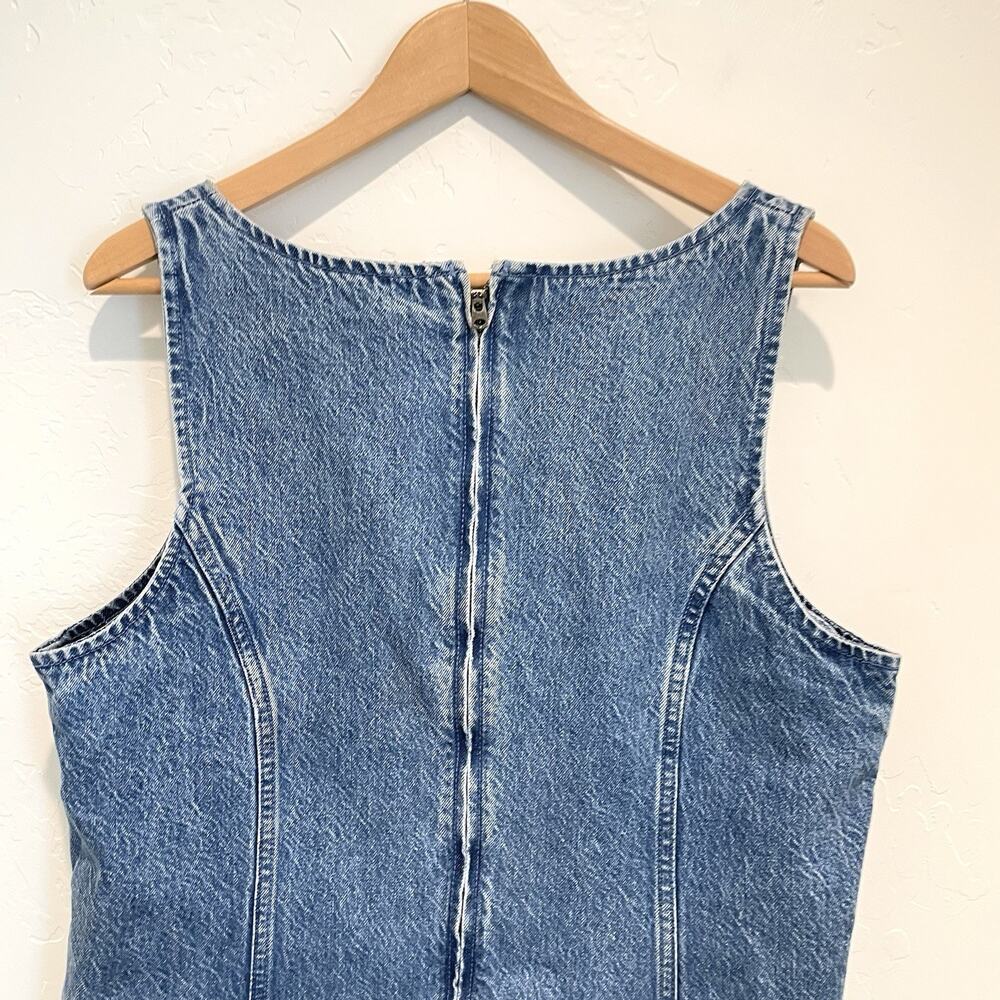 Abercrombie & Fitch Denim Pinafore Mini Dress Womens Large Petite Blue Jean - Picture 3 of 5